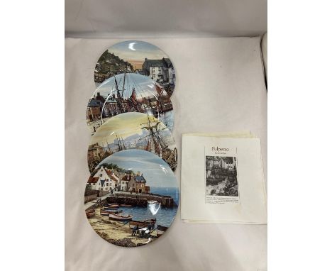 FOUR POOLE POTTERY LIMITED EDITION 'FAMOUS FISHING HARBOURS' CABINET PLATES 