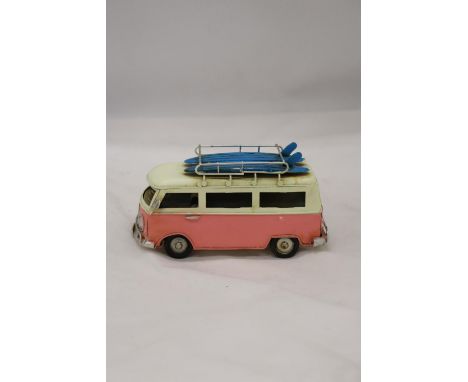 A MODEL OF A TIN PLATE CAMPER VAN, BOXED 