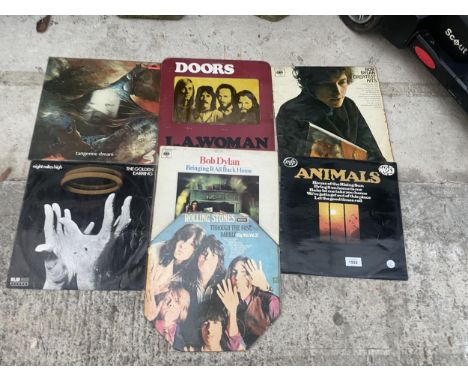 SEVEN VARIOUS VINYL RECORDS TO INCLUDE BOB DYLAN AND ROLLING STONES ETC 