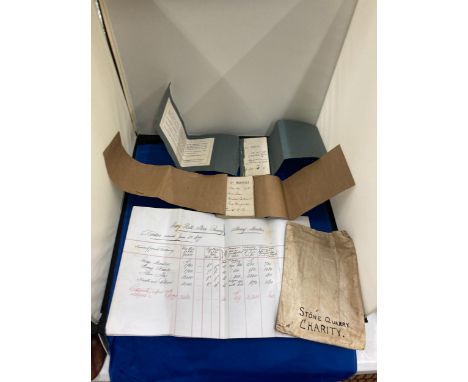 A QUANTITY OF EPHEMERA TO INCLUDE CHEQUE BOOKS AND DOCUMENTS RELATING TO CARY HILL STONE QUARRY, LEICESTER 