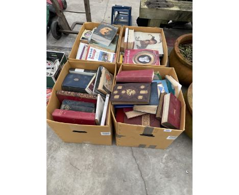 FOUR BOXES OF VARIOUS VINTAGE BOOKS 