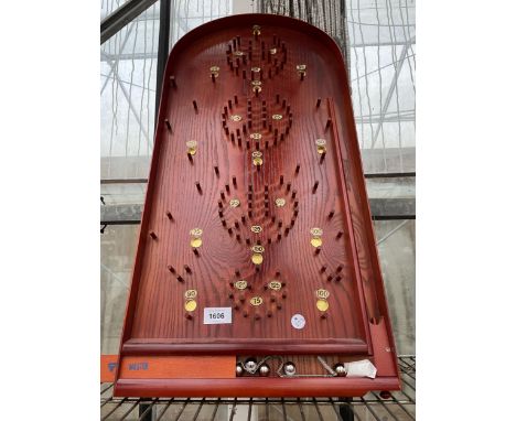 A VINTAGE WOODEN BAGATELLE GAME COMPLETE WITH BALLS 