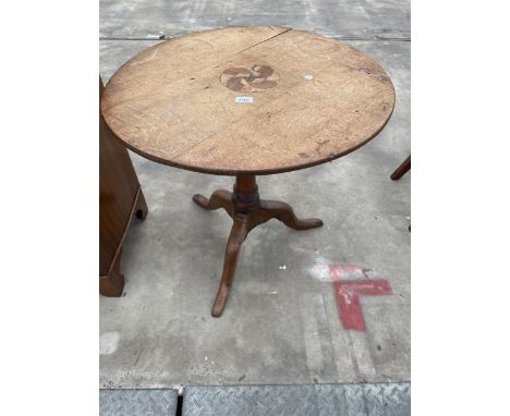 A GEORGE III OAK TRIPOD TABLE, 27" DIAMETER 