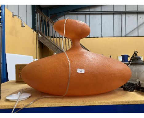 A POSSIBLY KUNDALINI LARGE HANGING LAMP WITH ORANGE PENDANT 