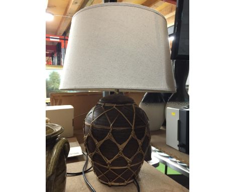 A STUDIO POTTERY LAMP WITH SHADE 