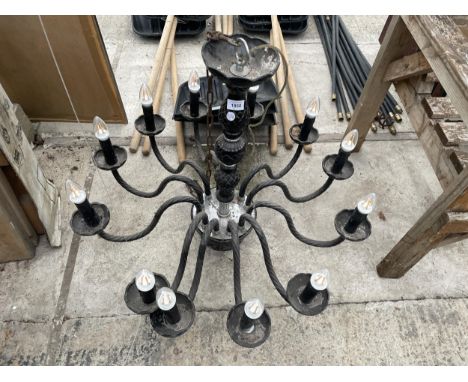 A TWELVE BRANCH BLACK GLASS CHANDELIER 