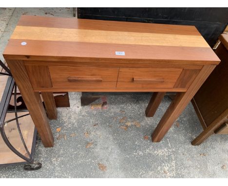 A MODERN ZONE HARDWOOD CONSOLE TABLE, 36" WIDE 