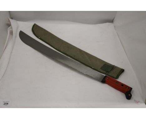 A MACHETE IN A CLOTH SHEATH 