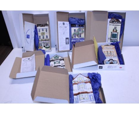 Six boxed collectable Hazle ceramic shop fronts 'A nation of shop keepers' 