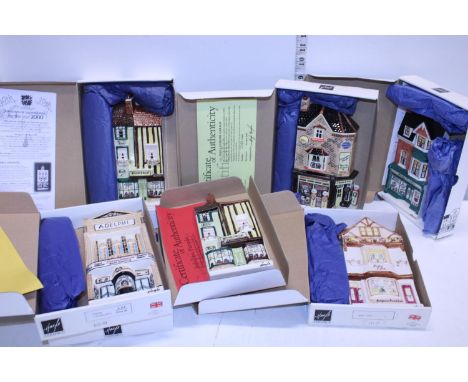 Six boxed collectable Hazle ceramic shop fronts 'A nation of shop keepers' 