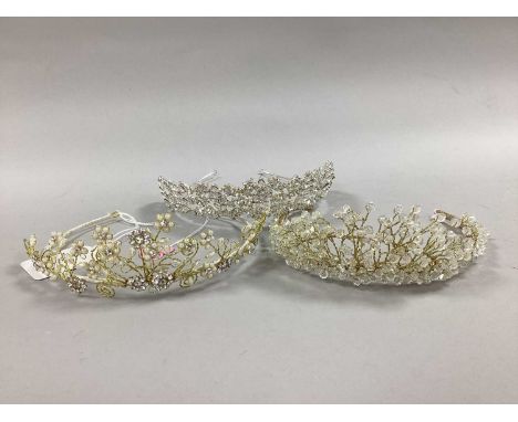 Ex Bridal Boutique Tiaras, including imitation pearl and diamanté. (3)