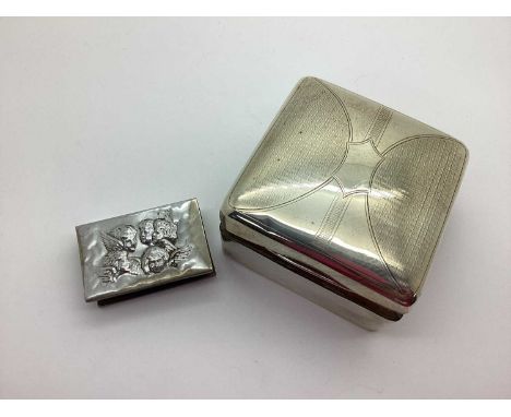 A Hallmarked Silver Cigarette Box, Birmingham 1925, of square form with engine turned decoration, 9.2cm wide; together with a