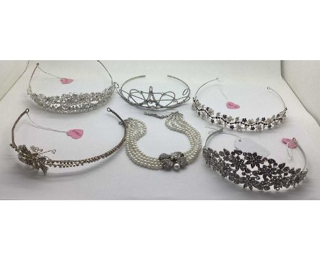 Ex Bridal Boutique Tiaras, imitation pearl bead choker necklace. (6)