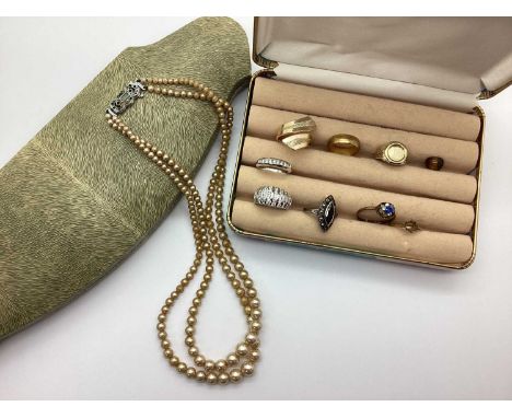 Two 9ct Gold Damaged Rings, (stones missing/shank cut) (total weight 2.5grams), together with two "925" dress rings and furth