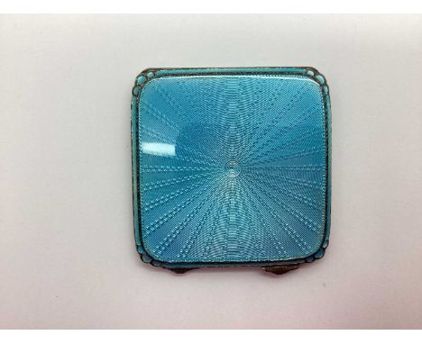 Asprey; A 1930's Hallmarked Silver and Enamel Powder Compact, A&amp;Co Ltd, Birmingham 1935, of square form, highlighted in p