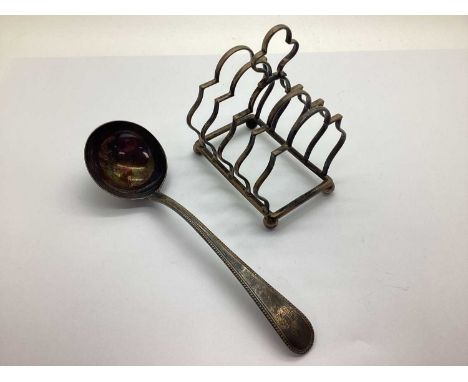 A Hallmarked Silver Five Bar Toast Rack, Birmingham 1908, of shaped design, on four ball feet (90grams); together with a hall