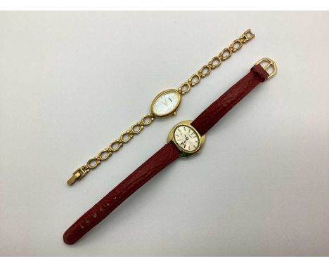 Tissot; A Vintage Stylist Gold Plated (10 Microns) Ladies Wristwatch, the oval dial with minimalist design stamped 'Swiss Mad