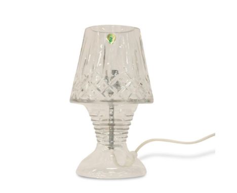 the small table lamp with a facet cut shade, ribbed body on a wide base