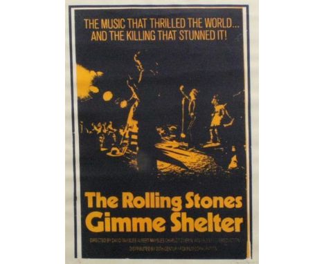 The Rolling Stones Gimme Shelter documentary poster, screen print, 1/80, signed, framed, 64 X 45 CM