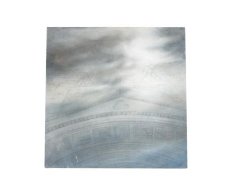 architectural study, mixed media on canvas, 77.5 x 77.5 cm