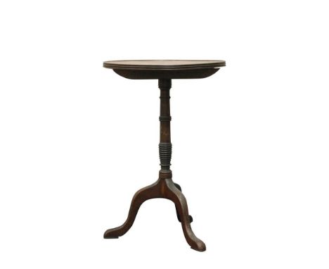 the circular top above a turned pillar support on a tripod base, 50 cm diameter
