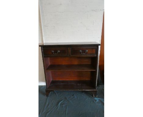 A Reproduction Mahogany Two Shelf Bookcase with Two Top Drawers, 76cm Wide 