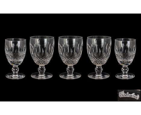 Waterford - Superb Collection of Assorted Cut Crystal Glasses ( 5 ) In Total. All ' Lismore ' Pattern. Includes 3 Large Wine 