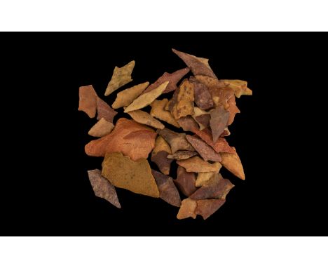 Natural History Interest. Neolithic Period 3300 - 3000 BC. Collection of Leaf Shaped or Foliate Point Stone Arrow Heads, Used
