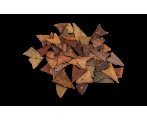 Natural History Interest. Neolithic Period 3,300 - 3000 BC. Collection of Leaf Shaped or Foliate Point, Stone Arrow Heads, Us