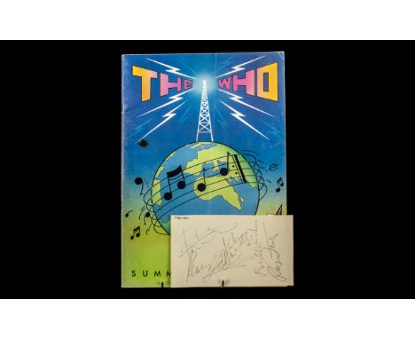 The Who Autographs on a Page Plus 1979 Tour Programme, Signed by Pete Townshend, Roger Daltrey, Kenny Jones and John Entwistl