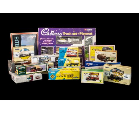 A Collection of Corgi Diecast Models comprising two Ltd edition Barton Hopewells for Furniture buses in box with certificate 