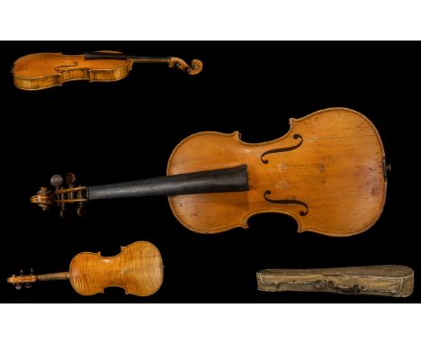 German Late 19th Century Copy of a Stradivarius Good Quality Violin. c.1880 with Old Violin Case, Label to Interior, Reads St
