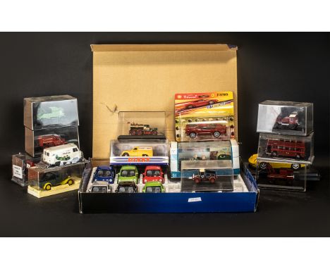 A Collection of Diecast Models comprising Porsche 911 Carrera, Corgi Scotch whisky double deck bus, Cararama MGB Convertible 