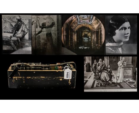 A Collection of Approx 80 Magic Lantern Slides Egyptian Scenes to Include in black fitted box depicting images include Egypti