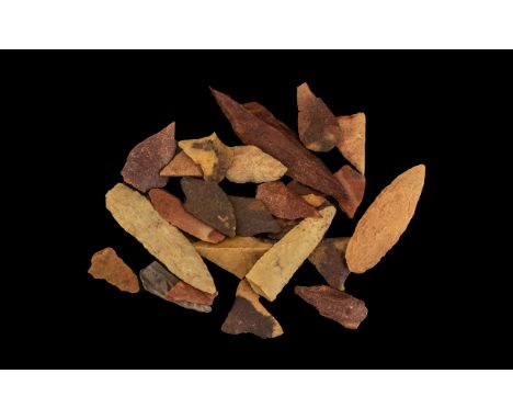 Natural History Interest. Neolithic Period 3000 - 3300 B.C. Collection of Leaf Shaped of Foliate Point Stone Arrow Heads, Ove