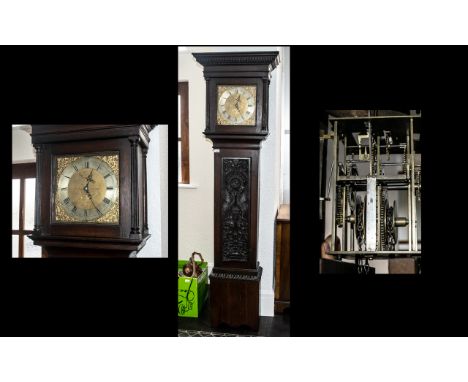 An 18thC Oak Cased Long Case Clock, brass square face 30 hour movement, marked for William Golsby Greetworth likely to be Gre