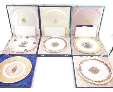 Five Spode commemorative plates supplied by Mulberry Hall York, cased, comprising The Ely Cathedral plate., The Lincoln Cathe