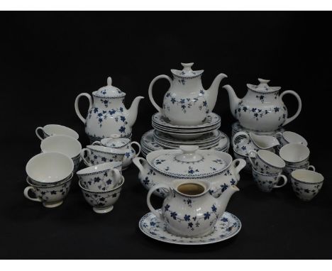 A Royal Doulton porcelain part dinner tea and coffee service, decorated in the York Town pattern, some seconds, including an 