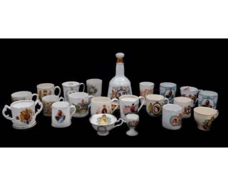 Edward VII and later royal commemorative ceramics, including a pair of beakers commemorating the Coronation of HM King George