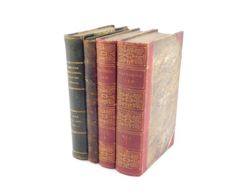 Eugene Sue. The Wandering Jew., 2 vols, half red morocco with feather boards, published by Chapman &amp; Hall, London 1844-45
