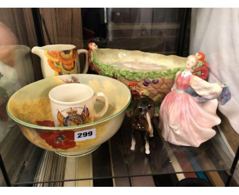 SHELF OF ASSORTED CERAMICS