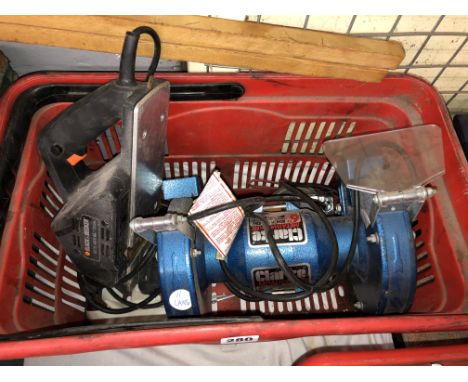 CLARKE 6INCH BENCH GRINDER AND A BLACK AND DECKER PLANER 