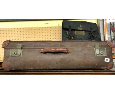 VINTAGE SUITCASE AND BLACK LEATHER SATCHEL WITH ER CREST 