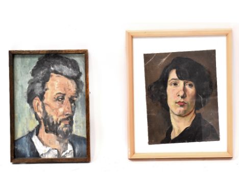 Five artworks in various media to include unattributed; pastel, portrait of a bearded artistic-looking gentleman, unattribute