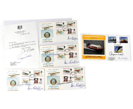 BRITISH POLITICS, MARGARET THATCHER; a group of five signed first day covers, four signed by both Margaret and Denis Thatcher