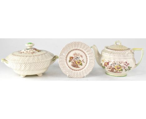 A Royal Doulton 'Grantham' part dinner and tea service, comprising teapot, milk jug, covered tureens, various plates and bowl
