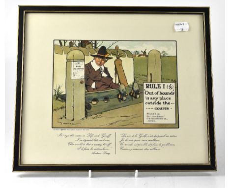 AFTER CHARLES CROMBIE; eleven prints stating 'The Rules of Golf', each coloured lithograph with a quote in English and French