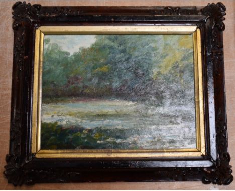 Ten scenic artworks in various media to include M Schmidt; oil on board, moody seascape with rocks and trees to foreground, s