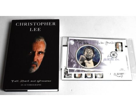 CLASSIC HORROR; Christopher Lee, 'Tall, Dark and Gruesome', a signed copy of his autobiography, two signed first day covers, 