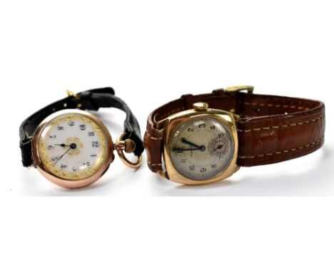 Two 9ct gold watches to include a gentlemen's Marvin example, the silvered dial set with Arabic numerals, smaller subsidiary 